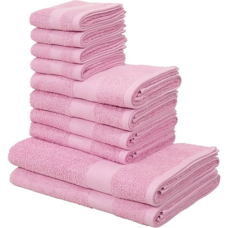 OTTO home Handtuch Set Melli, 2 Duschtücher 70x140, 4 Handtücher 50x100, 4 Gästetücher 30x50, Walkfrottee (Set, 10-St), Handtuchset in dezenten Farben mit Bordüre, 100% Baumwoll-Handtücher – Bild 1