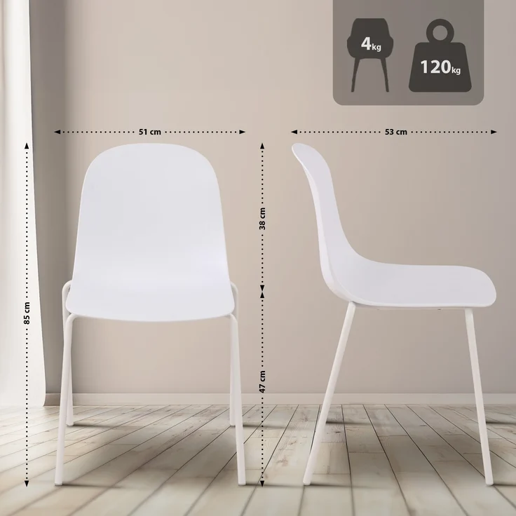 CLP 2er Sitzgruppe Berdin Set 1 Tisch 2 Stapelstühle wetterfest UV-beständig,weiß – Bild 2