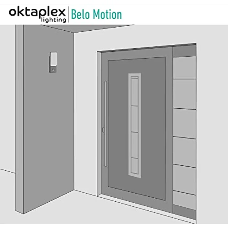 Oktaplex lighting LED Außenleuchte Belo 10W, Alu Wandlampe mit Bewegungsmelder, IP54 wetterfest, 3000K warmweiß, 800 Lumen – Bild 3