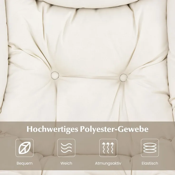 Sessel mit Hocker & Armlehnen & Seitentasche & Fußstütze Relaxsessel Ohrensessel Beige