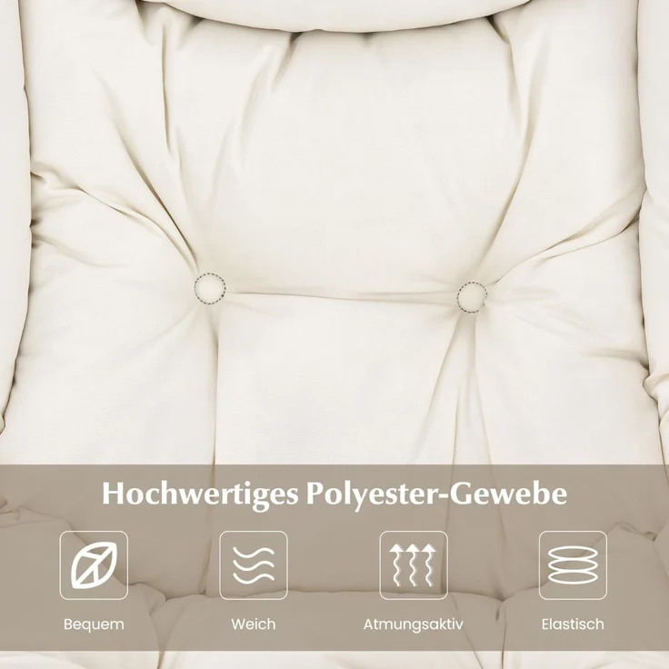 Sessel mit Hocker & Armlehnen & Seitentasche & Fußstütze Relaxsessel Ohrensessel Beige – Bild 1