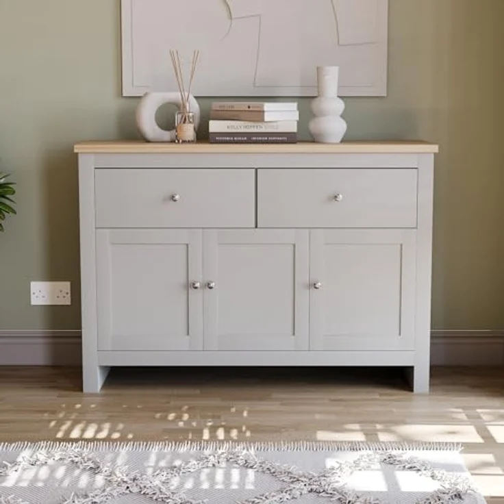 Amazon-Marke: Vida Designs Schubladenboxen, MDF, Spanplatte und Melaminfurnier, Weiß, 3 Schubladen 1 Tür, 35T x 117B x 82H cm – Bild 3