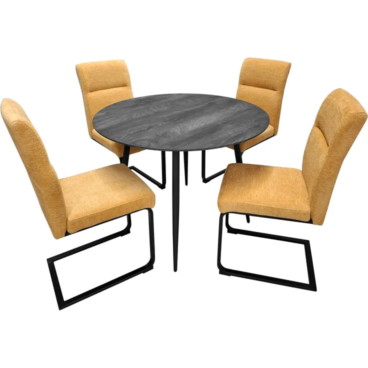 HTI-Living Gelb Sitzgruppe Liron Tisch und 4 Schwingstühle