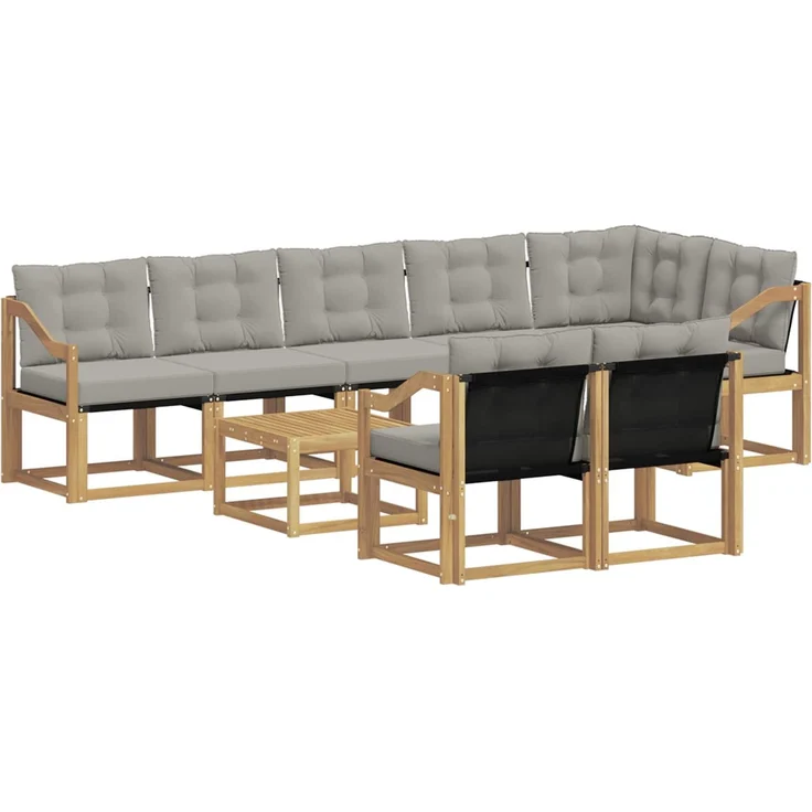 vidaXL Outdoor-Sofagarnitur 9 stk. 8-Sitzer Weiß und Hellgrau 3389629 – Bild 2