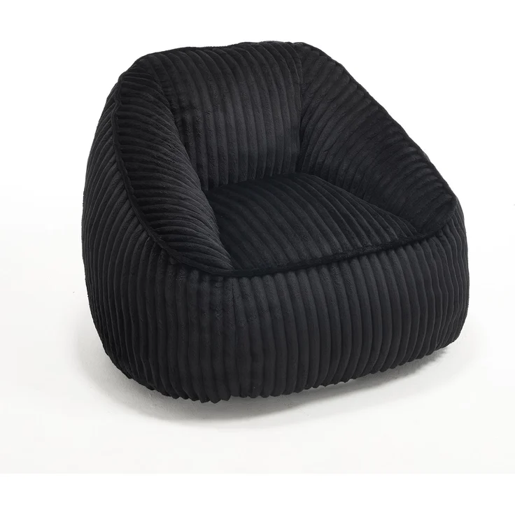 Sitzsack-Sessel aus schwarzem Cord mit weicher Schaumstofffüllung, 1 Stück,H 73 x T 98 x B 92 cm – Bild 6