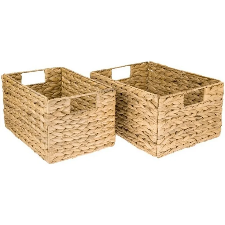 HMF Aufbewahrungskorb faltbarer Korb geflochten aus Wasserhyazinthe Seegras (2 St), handgefertigter Flechtkorb in zwei Größen – Bild 4