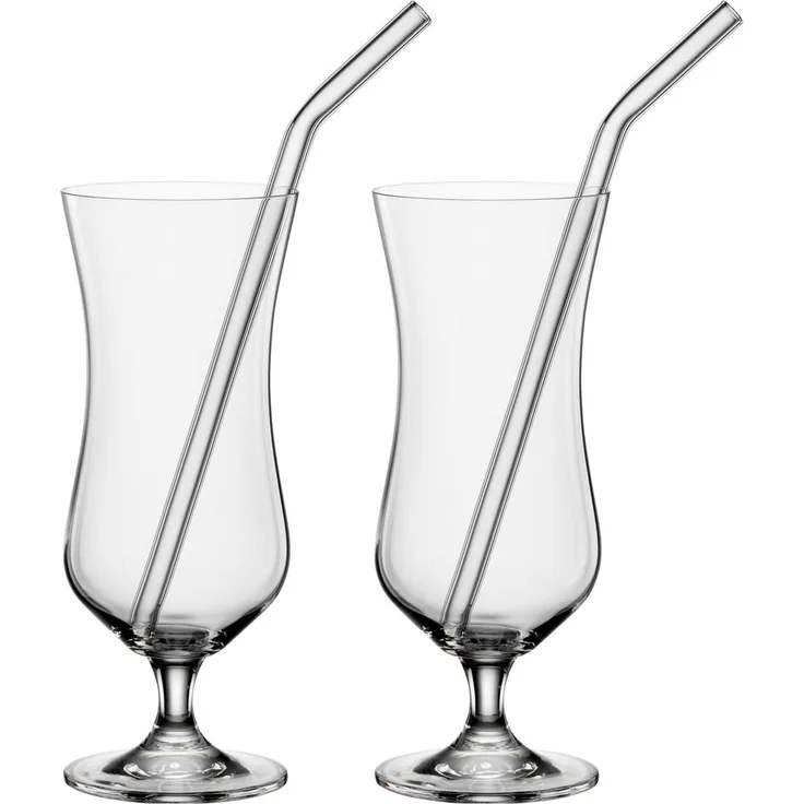 Novel Cocktail- & Longdrinkgläser 2er-Set, Kristallglas klar, 19.9 cm, inkl Trinkhalm