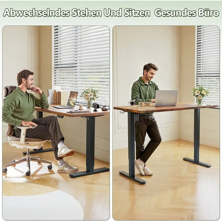 Furnicopia Schreibtisch Höhenverstellbarer mit USB-Ladefunktion und Wecker-Erinnerung (2 Höheneinstellungen 5 Farben und 6 Größen fur eine Vielzahl von Arbeits- und Lernumgebungen)
