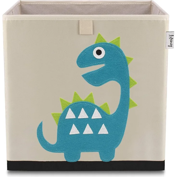LIFENEY Aufbewahrungsbox mit Dino Motiv I Spielzeugbox mit Tiermotiv passend für Würfelregale I Ordnungsbox für das Kinderzimmer I Aufbewahrungskorb Kinder