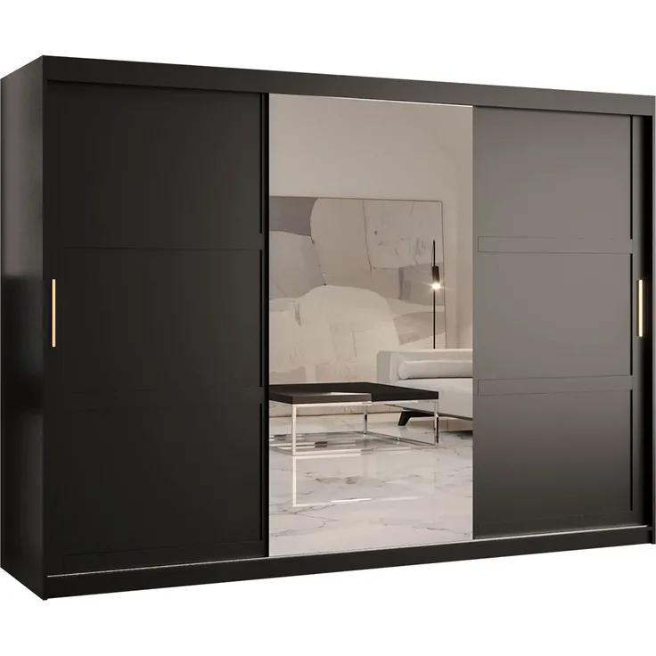 Kleiderschrank Kirtan Rotuni 2 250 (Farbe: Schwarz, Größe: 250 cm)