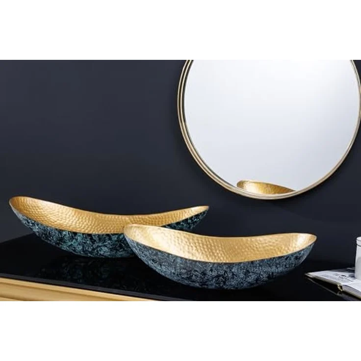 riess-ambiente Dekoschale ABSTRACT ORIENT 55cm gold (Set, 2 St), Wohnzimmer · Esszimmer · Schmuckschale · Metall · Handmade – Bild 5