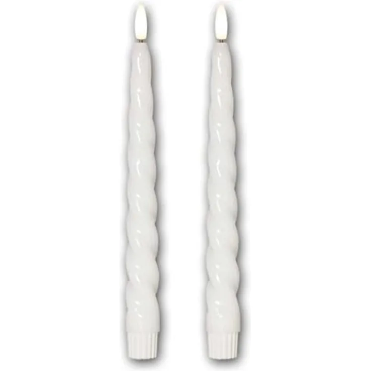 LED-Kerzen Flamme Shine 2er Set Wachs Weiß H 245cm Ø 21cm