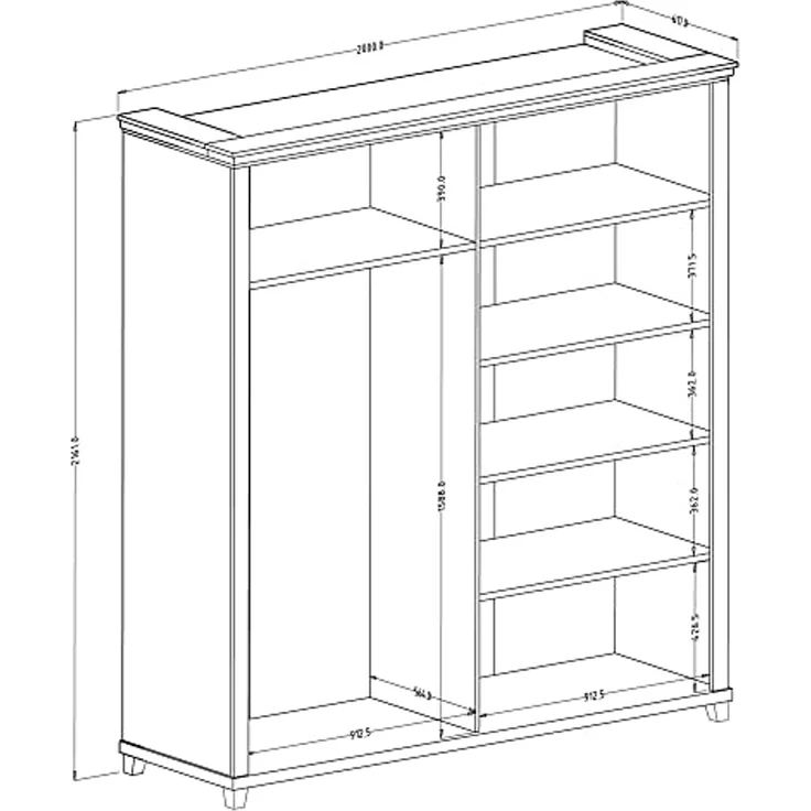 Kleiderschrank Landhausstil 200 cm breit EPSOM-83 mit 2 Spiegeln, 4 türig, in grün mit Lefkas Eiche Nb, B/H/T: ca. 200/216/62 cm – Bild 2