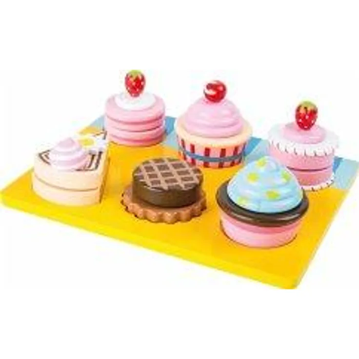 small foot 10149 - Schneide-Cupcakes und Torten, Holz, 13-teilig, Brett-Mae: 19x16 cm