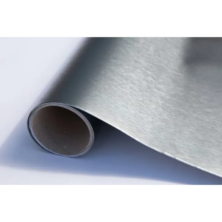 d-c-fix Möbel-Klebefolie Metallic Schliff Stahlgrau, 67,5 cm x 1,5 m – abwaschbare und selbstklebende Deko-Folie für Küche, Schrank, Tisch & Fensterbank – glänzend & langlebig