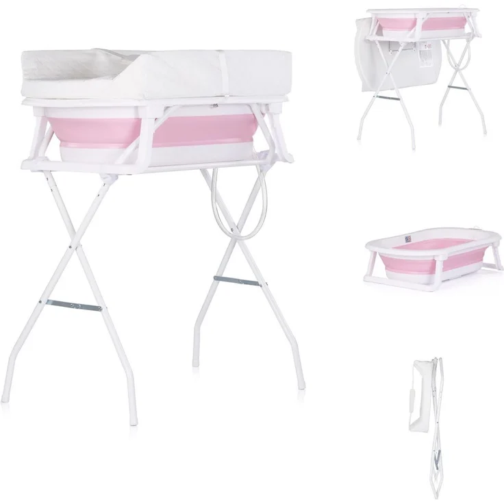 Chipolino Babywanne, Wickeltisch 2 in 1 Sonata Ständer faltbar Thermometer 11 kg rosa – Bild 1