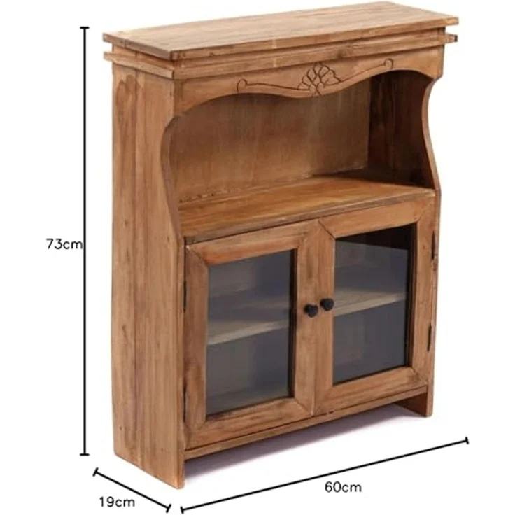 DESIGN DELIGHTS Wandregal WANDSCHRANK "RIBERA", mit Glastüren, 73 cm, Holz Wandregal – Bild 3