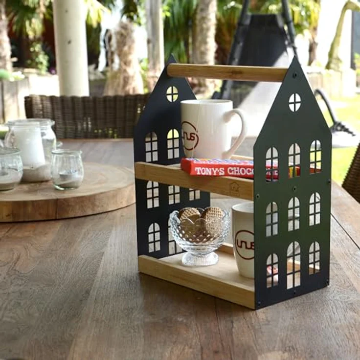 UNUS HOME Etagere Haus-Etagere 2 Etagen, (Schwarz 34x26,5x16cm (LxBxH), Servierplatte Servierbrett Serviertablett Frühstückstablett – Bild 6