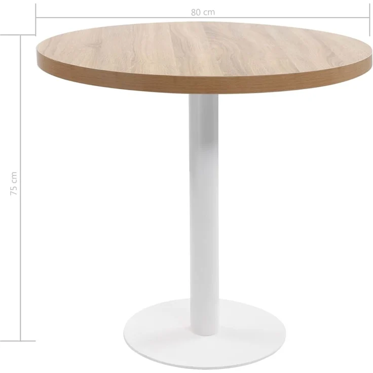 Bistrotisch FLORI rund Hellbraun/Weiß 80 cm MDF | Esstisch kleiner Tisch Cafe Gartentisch Balkontisch Outdoortisch – Bild 5