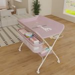 Wickelstation für Baby, Wickeltisch, faltbar, tragbar, Wickeltisch, faltbar, tragbar, mit Aufbewahrungskorb, maximale Belastung von 25 kg,75 x 68 x 83–91 cm (Rosa)