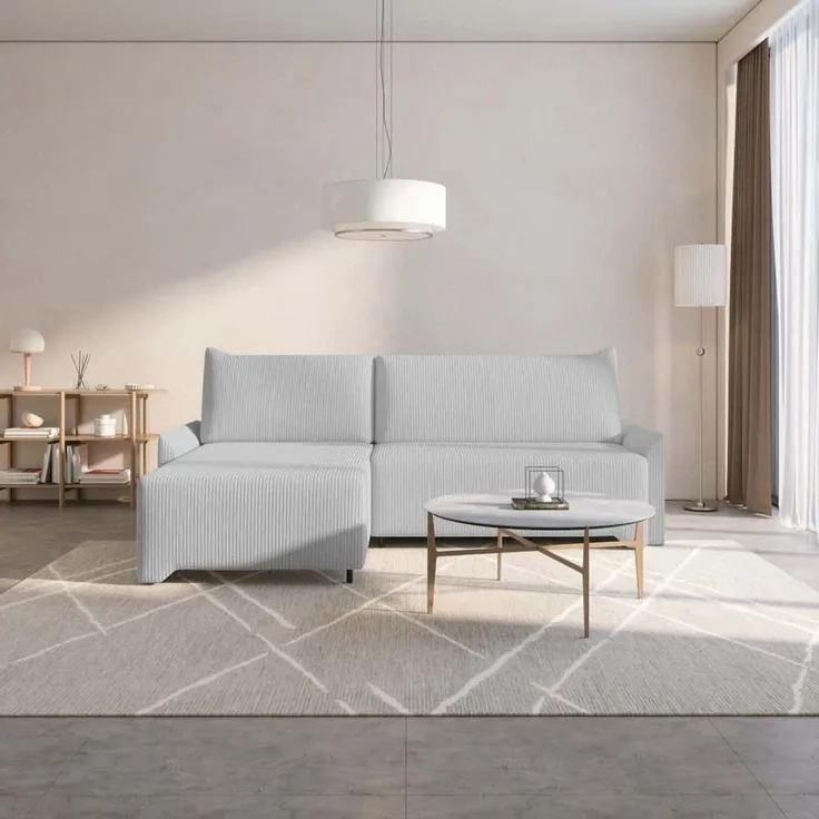 Ecksofa Loco Cord mit Schlaffunktion und Bettkasten | Jan-Art