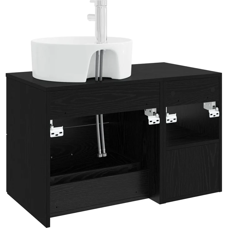 vidaXL Badezimmerschrank-Set 2 stk. Schwarz Eichen-Optik 3403905 – Bild 6