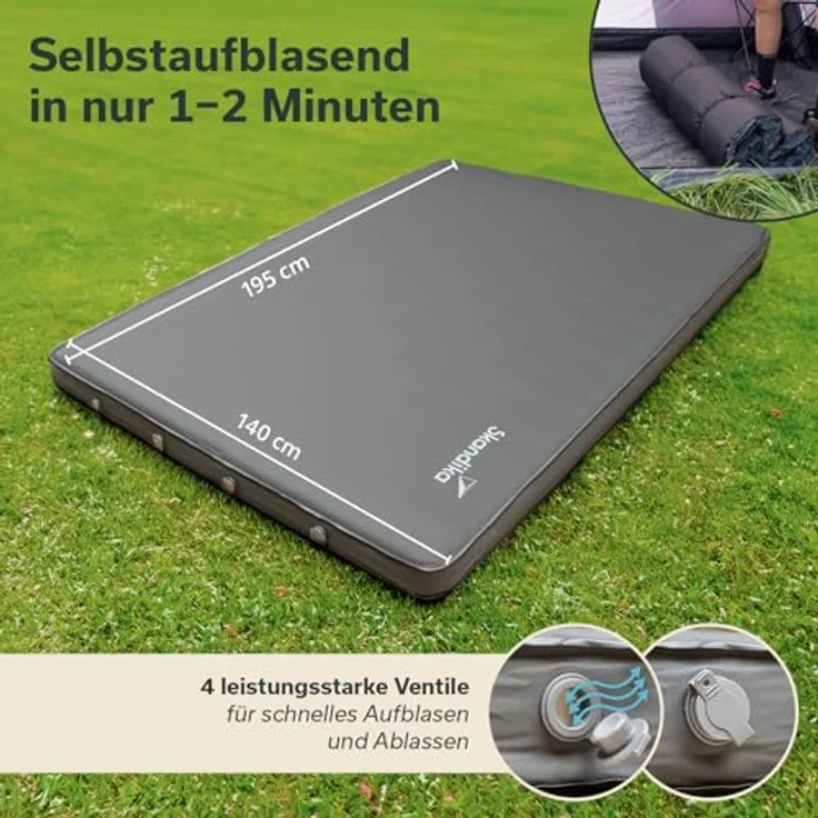 Skandika Luftmatratze Easy 3D Premium Double, Isomatte, Auto Matratze 10 cm dick, faltbar, (10 cm dick, faltbar, in nur ca. 2 Minuten einsatzbereit, Tragetasche), leicht, selbstfüllender Schaumstoff, belastbar bis 150 kg, R-Wert 9,6 – Bild 5