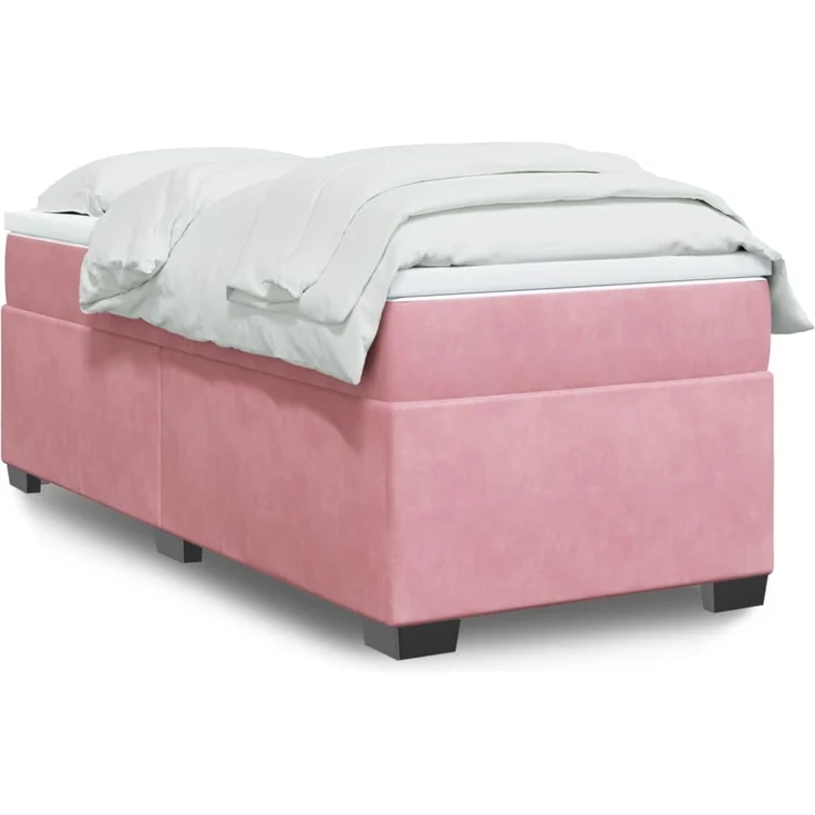 vidaXL Boxspringbett mit Matratze Rosa 90x200 cm Samt 3285262 – Bild 1
