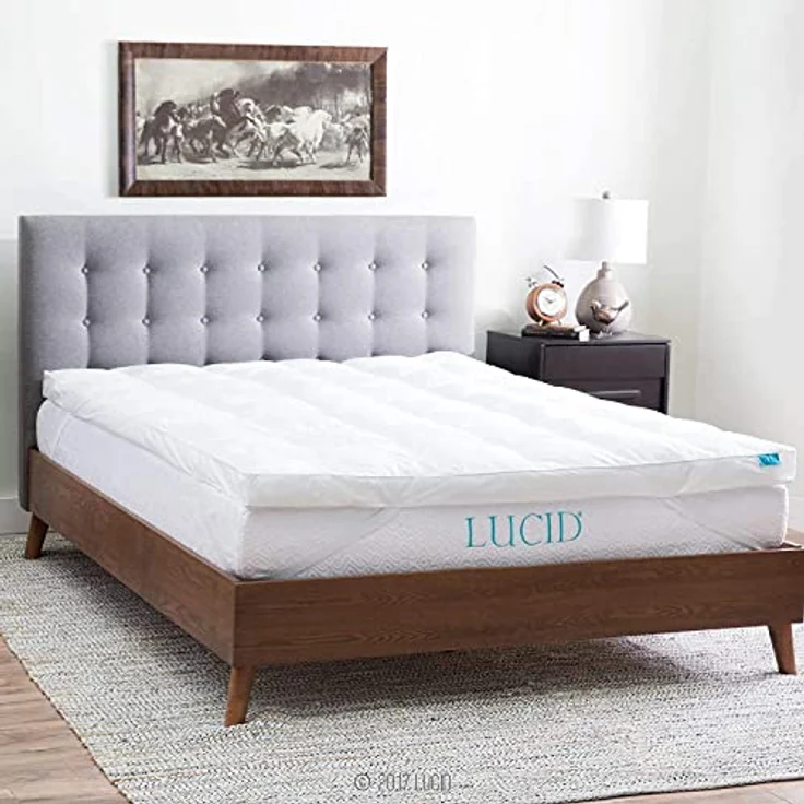 LUCID Ultraweiche 7,5 cm Microfaser Matratzenauflage 90x190 cm | Baumwoll Perkal Bezug mit 4 Eckbändern | Öko-Tex | Atmungsaktiver Matratzen Topper – Bild 2