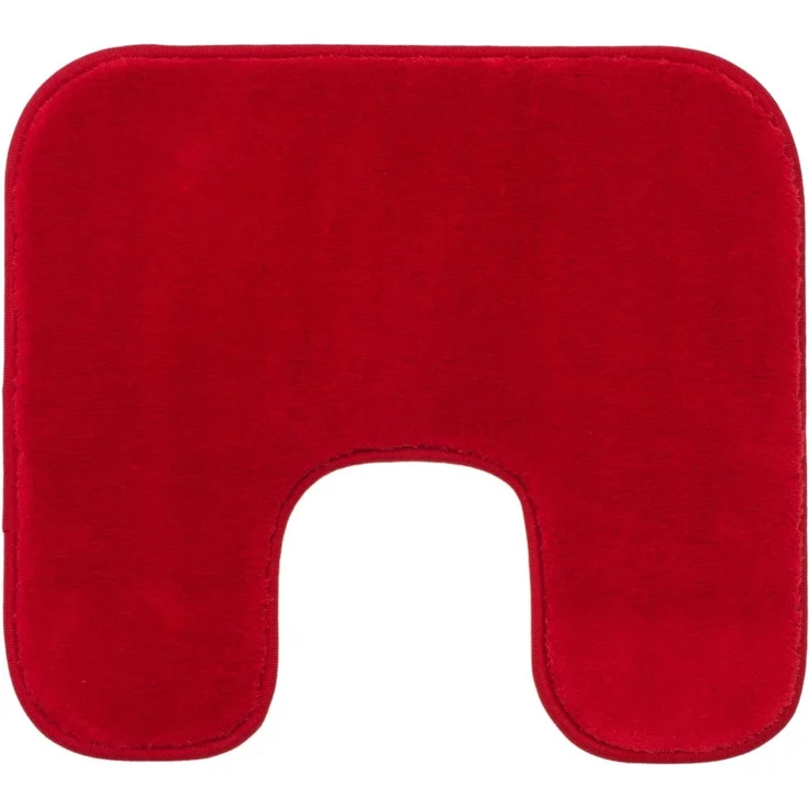 Gözze - Premium Rutschfester Badteppich mit Ausschnitt, RIO, 100% Microfaser, Ideal als WC-Vorlage für Standtoilette, 50x45 cm - Rot