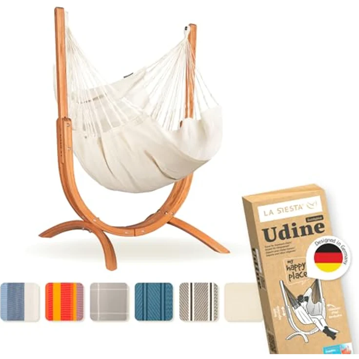 La Siesta 'Udine Organic Zebra' Hängesessel, weiß, Bio-Baumwolle mit Eucalyptus-Gestell, 115 x 180 x 125 cm – Bild 2
