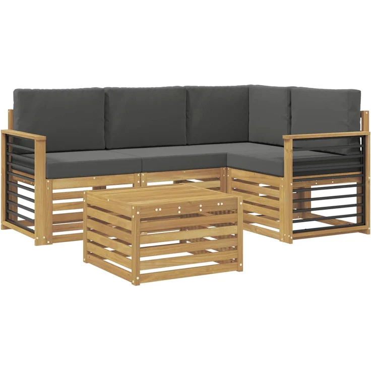 vidaXL Outdoor-Sofagarnitur 5 stk. Weiß und Anthrazit Polyester 3391807 – Bild 2
