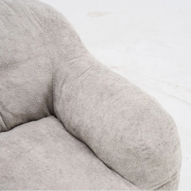 Sitzsack-Sessel aus Kunstfell mit Armlehnen, 95×95×79 cm, Lichtgrau, ohne Montage – Bild 5