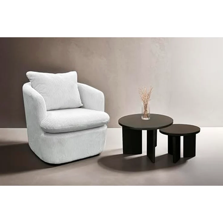byLIVING Couchtisch Round (Set), aus 2,5cm starkem Massivholz schwarz, einzeln oder im Set stellbar – Bild 3