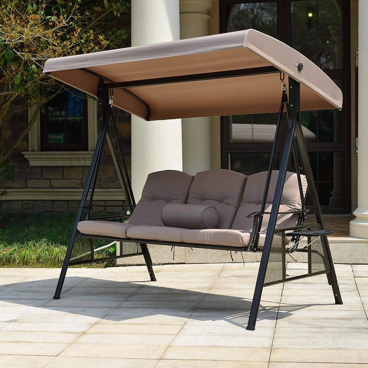 HOME DELUXE 'DESCANSO' Hollywoodschaukel, Polyester beige – Bild 4