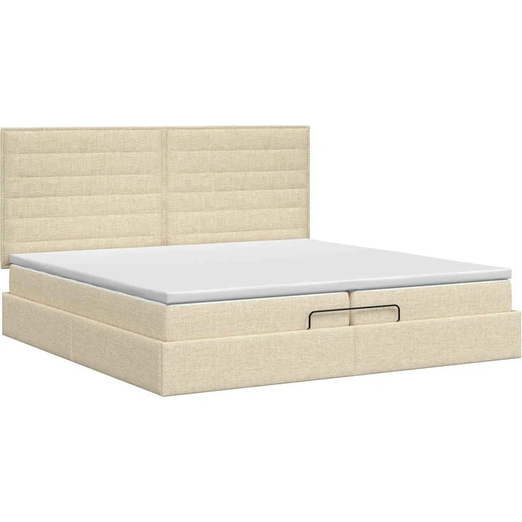 vidaXL Ottoman Bett mit Matratze mit Kopfteil Creme 200 x 200 cm Stoff 3457437 – Bild 5