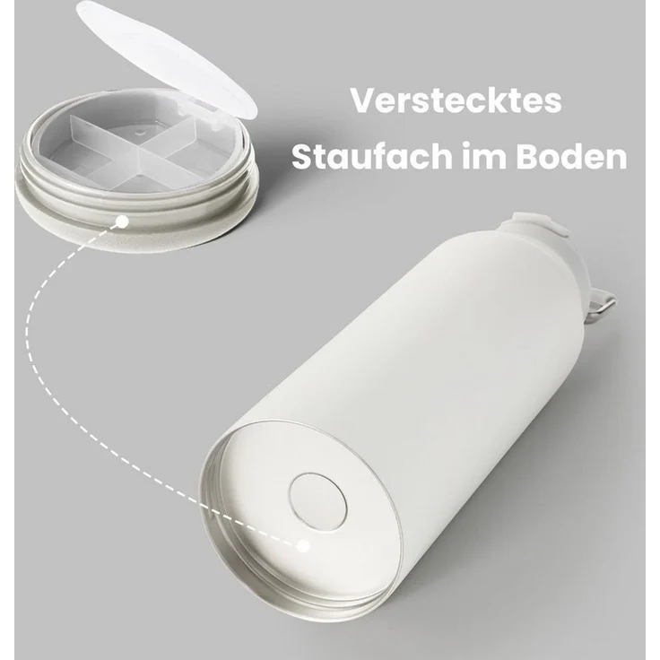 BOTTLE BOTTLE Trinkflasche Sport-Trinkflasche, Edelstahl, isoliert, mit Strohhalm und Pillenhalter, 1L – Bild 4