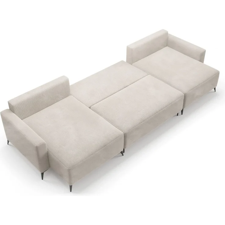 Wohnlandschaft mit Schlaffunktion SILVES Sofa U-Form Stoff Poso Beige – Bild 4