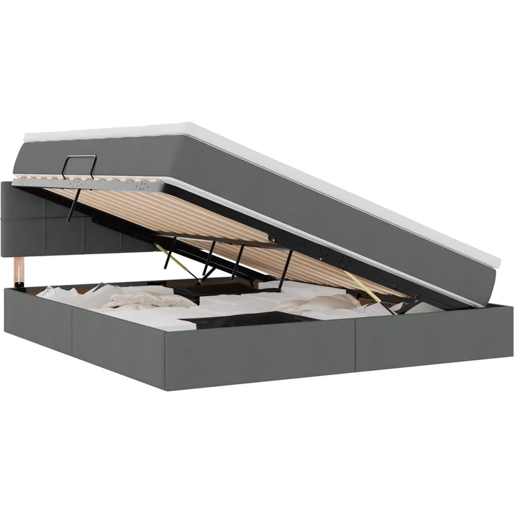 vidaXL LED-Speicherbett mit Matratze Dunkelgrau 180 x 200 cm Stoff 3371161 – Bild 2