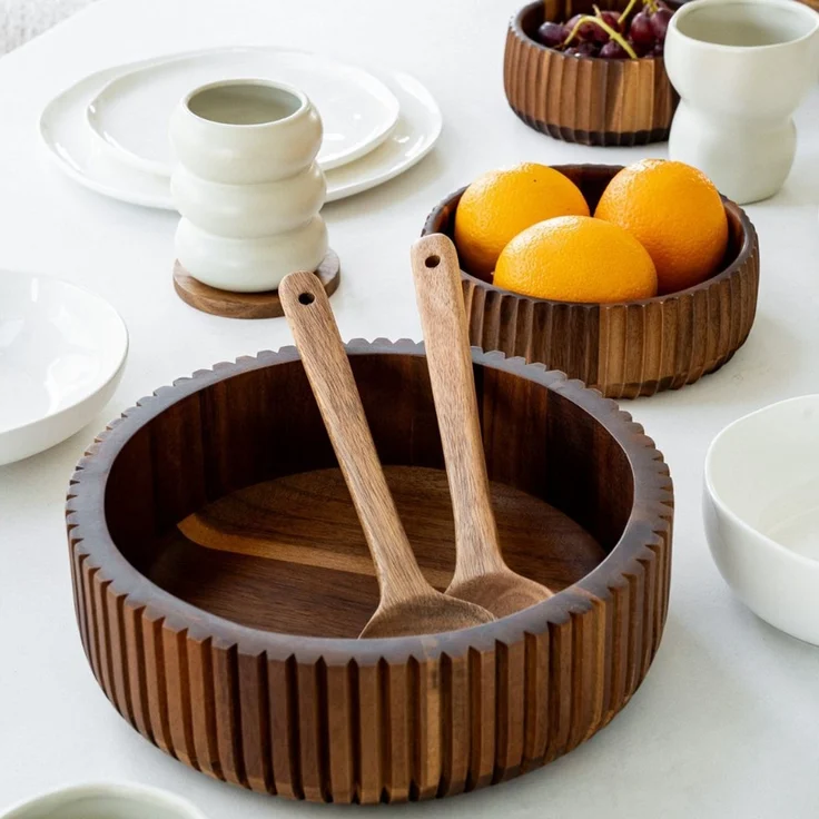 Zoha Servierschale Stripe Schüssel - Handgefertigte Akazienholz Schale für Dips, Snacks, (1-tlg), Handgefertigtes Akazienholz – Bild 3