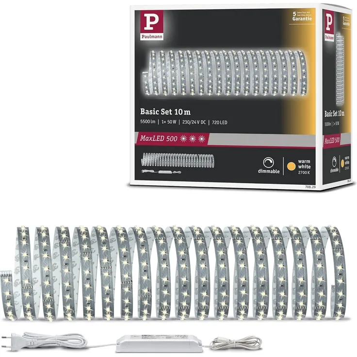 Paulmann No. 70829 MaxLED 500 Stripe Basisset 10m Warmweiß unbeschichtet