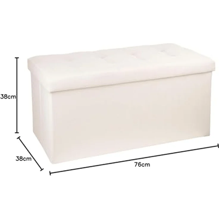 Atmosphera - Lysandre Beige 2-Sitzer Klappbank mit Stauraum - 76 x 38 x 38 cm, gepolsterter Sitz - Für Wohnzimmer, Schlafzimmer, Flur – Bild 3