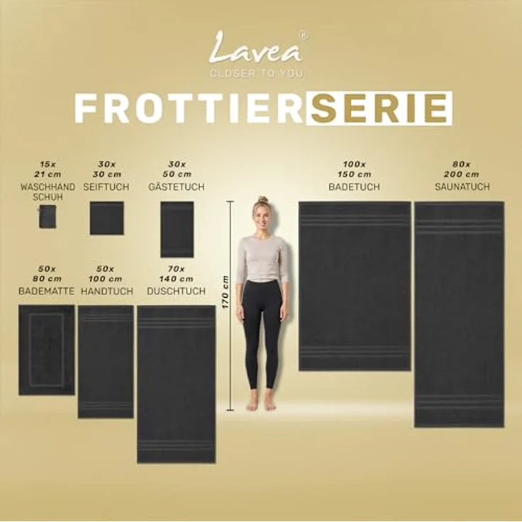 Lavea Handtuch Lavea® 4er Set Handtücher 50x100 cm, Elena Frottiererie, 100% Baumwolle (4er Set), 500 g/m² Frottier, weich & saugstark, pflegeleicht – Bild 10
