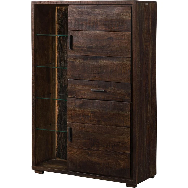 Highboard Akazie 100x40x150 dunkelbraun lackiert BARK #206 – Bild 1