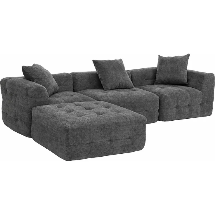 Sofa HWC-R33, 3-Sitzer Couch Polster-/Loungesofa, Stoff/Textil (340g/m²) 270cm ~ dunkelgrau – Bild 9
