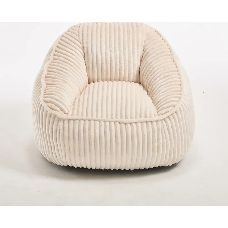 Sitzsack aus Cord mit Schaumstofffüllung, 98x92x73 cm, Beige – Bild 5