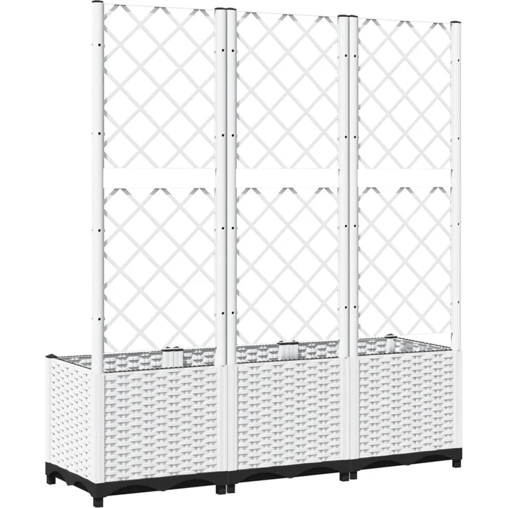 vidaXL Pflanzkübel mit Rankgitter Weiß 120x40x136 cm PP 153284 – Bild 6