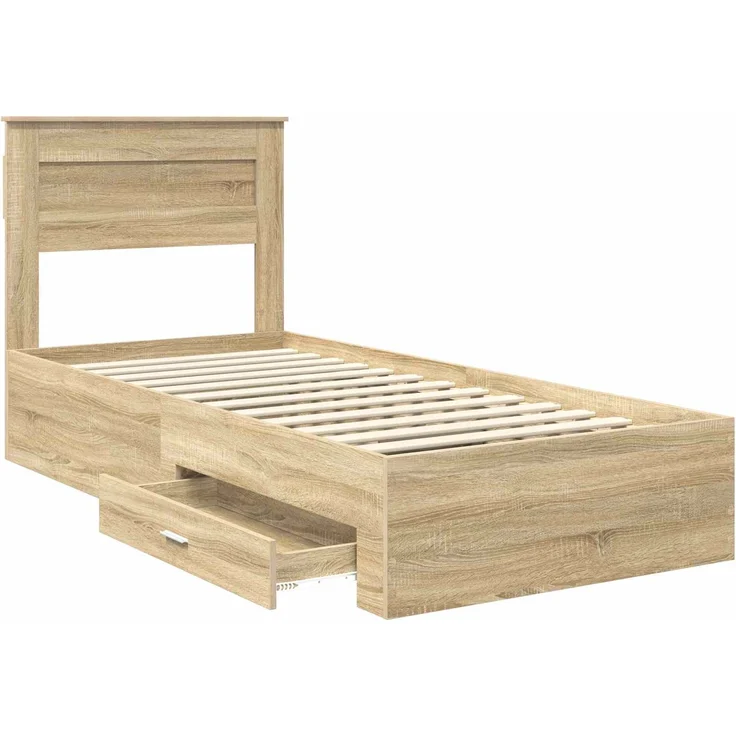 vidaXL Bettrahmen Sonoma Eiche und Silber 75 x 190 cm Holzwerkstoff 3410044 – Bild 4