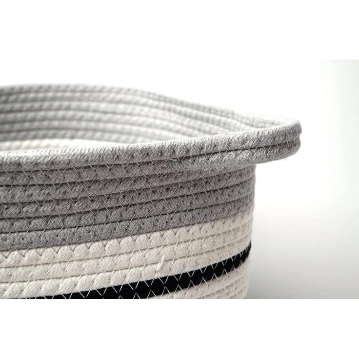 Kobolo Aufbewahrungskorb Baumwollkorb in grau und schwarztönen mit Griffen – Bild 4