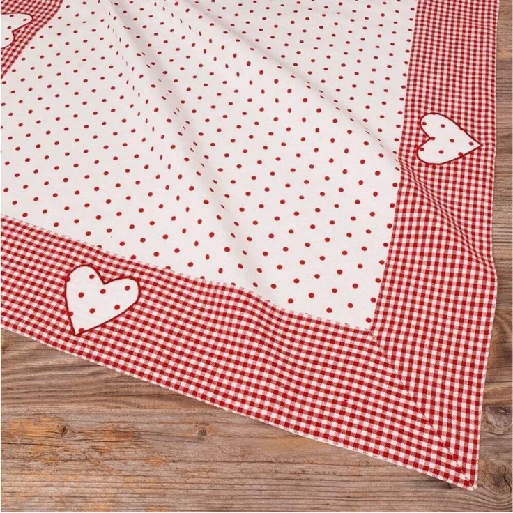 matches21 HOME & HOBBY Tischdecke Tischdecke LISE Herz Landhausstil rot, 100 % Baumwolle, in 70x70 cm (1-tlg), Pflegeleicht waschbar bis 30° Grad – Bild 5